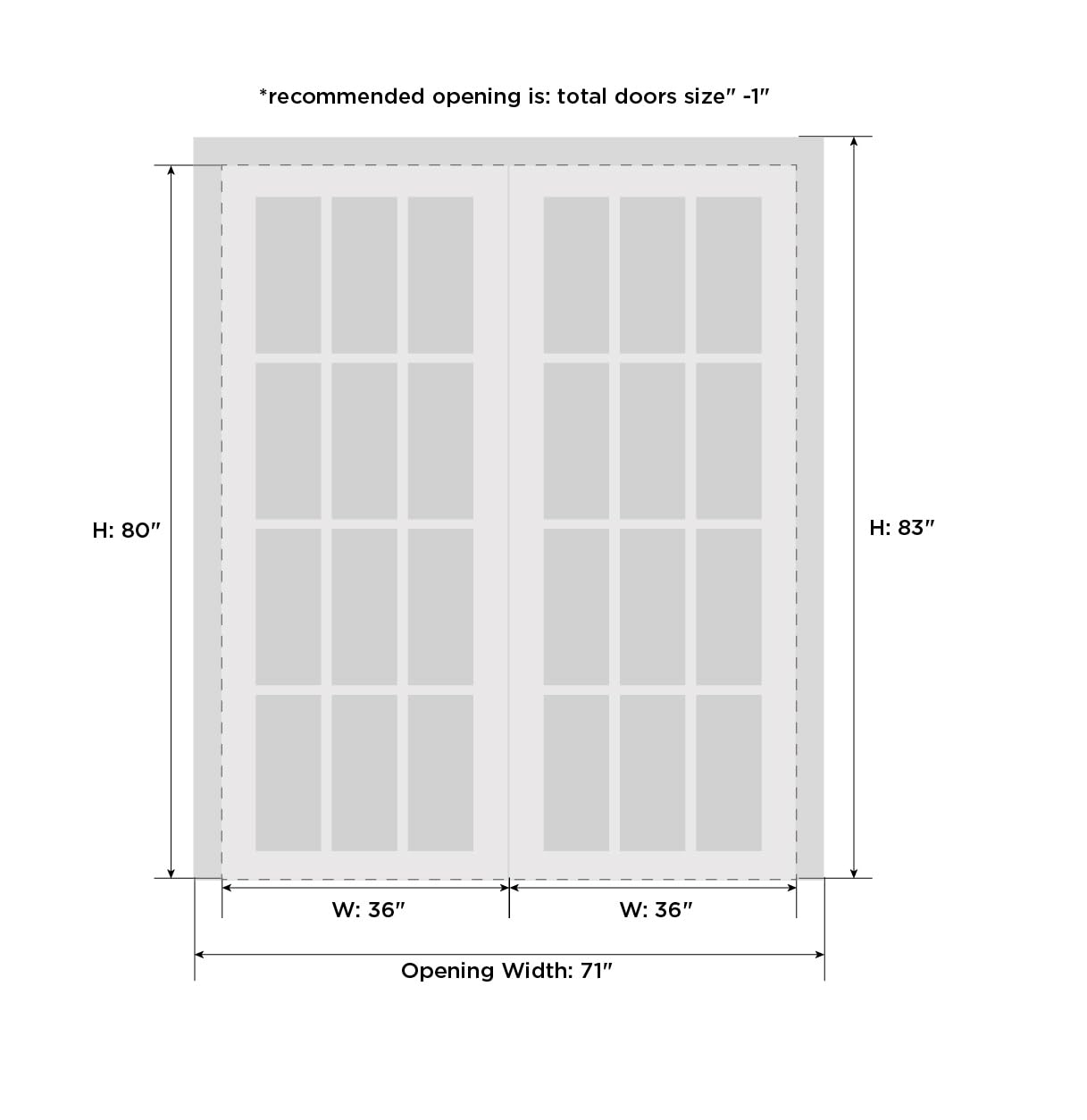 Sliding Closet Door SARTODOORS Quadro 4088 Bypass Interior Doors with Frosted Glass, MDF, 72x80, Black, Modern Style Hardware Included