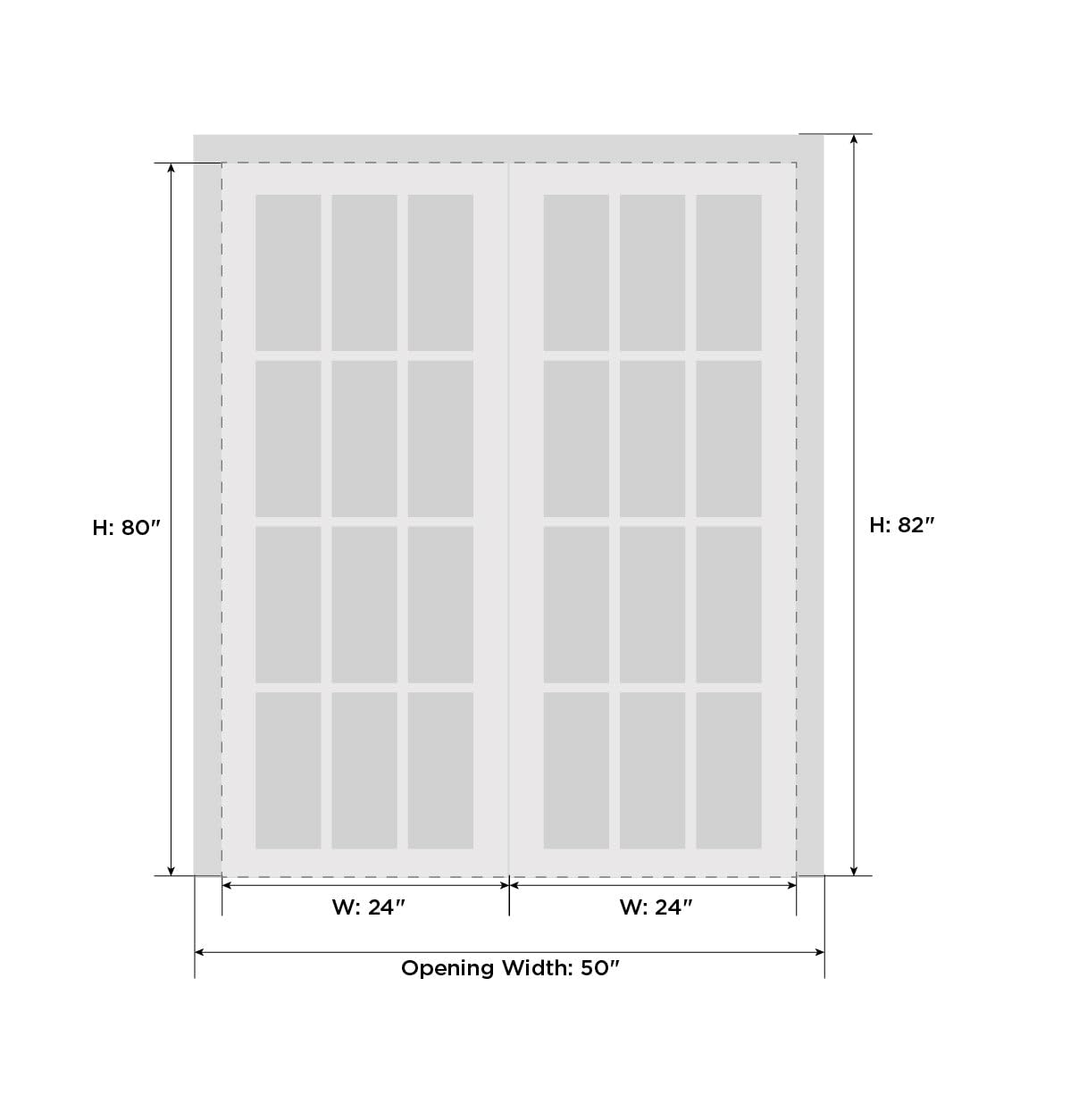 SARTODOORS Lucia 2266 | Double Swing Interior French Doors with Glass with Clear Glass, Solid Wood, Hardware Included, 48x80, Black, Classic