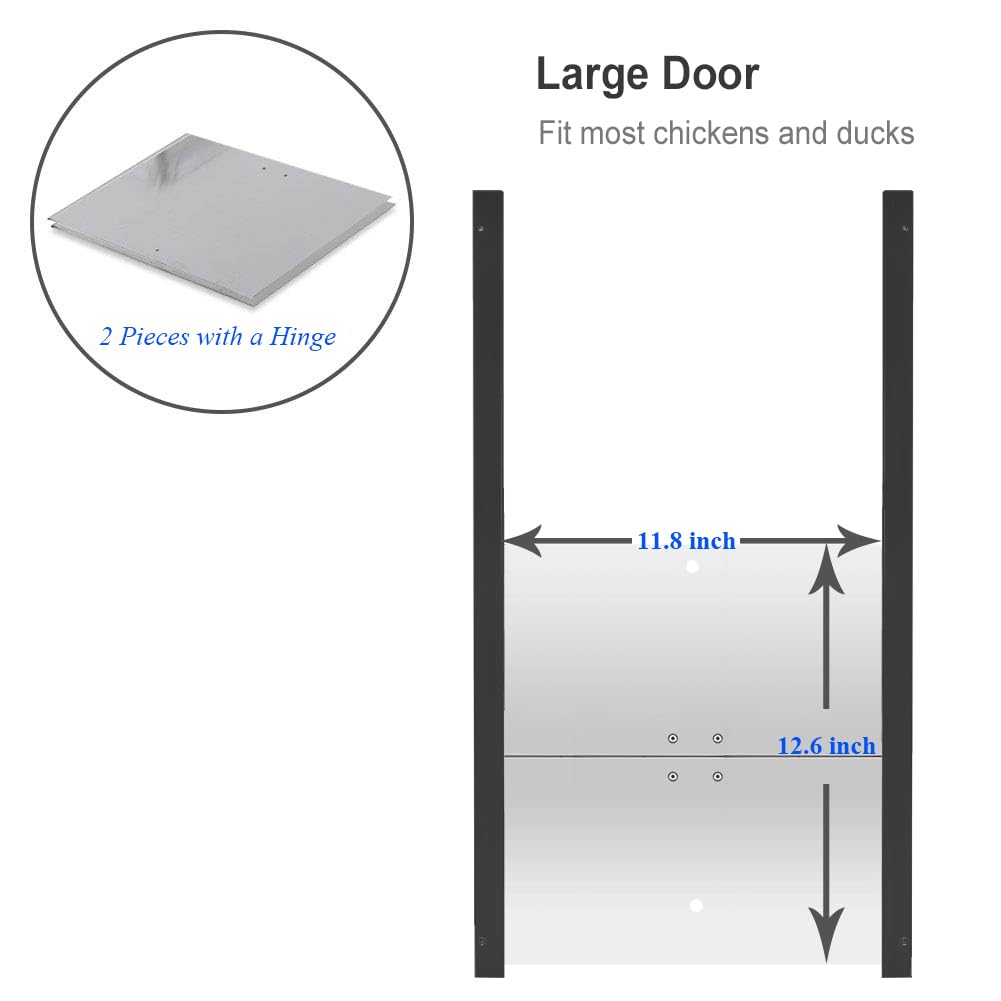 JVR Automatic Chicken Coop Door with Dusk to Dawn Light Sensor, Heavy Duty Aluminum Security Door, Smart Anti-Pinch Sensor & Industrial Actuator Motor, Outdoor Weatherproof, Fits 11" x 12" Openings