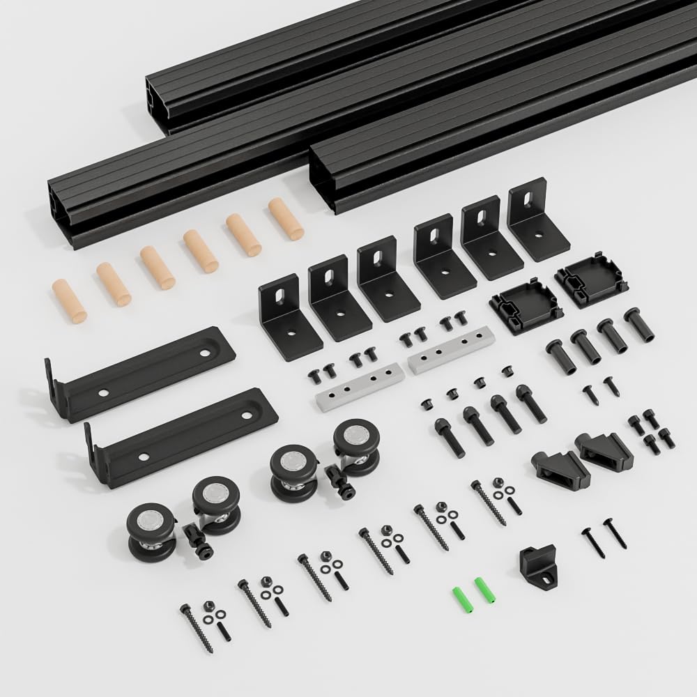 AONAYIOA 72"/6FT Box Rail Hardware Heavy Duty Sliding Barn Door Track, Aluminium Alloy Wall Mount Kit for Single Door, Smoothly and Quietly Easy to Install (No Door)