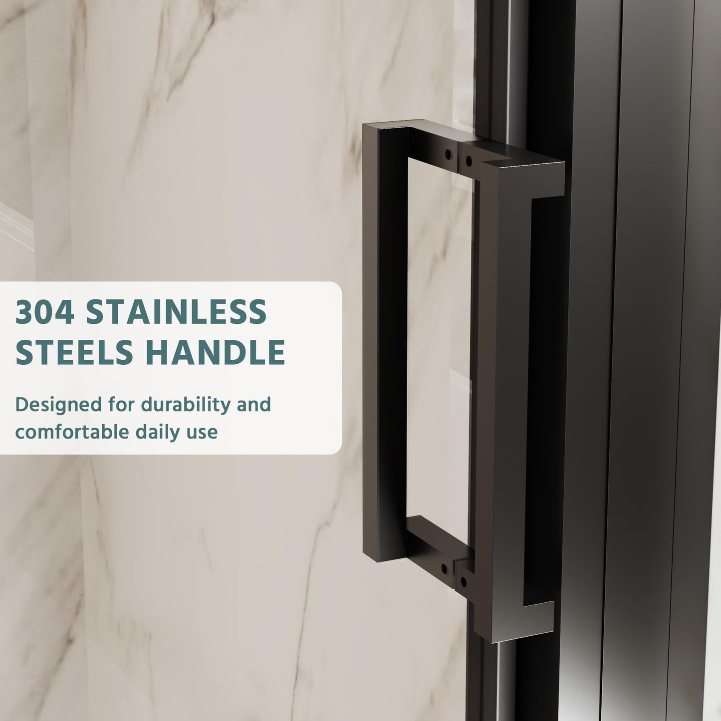 ComfyStyle 44"-48"W x76''H Tri-Fold Sliding Shower Door, Wide Walk-In Opening, Space-Saving Triple Shower Doors with Flexible Folding Glass Panels, Hidden Roller System, 6mm SGCC Tempered Glass, Black