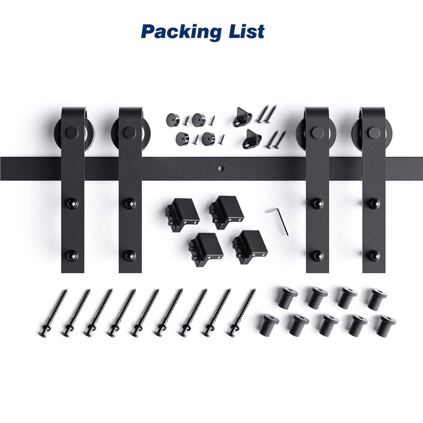 EaseLife 12 FT Double Door Sliding Barn Door Hardware Track Kit,Basic J Pulley,Heavy Duty,Slide Smoothly Quietly,Easy Install (12FT Track Kit for Double 36" Wide Door)