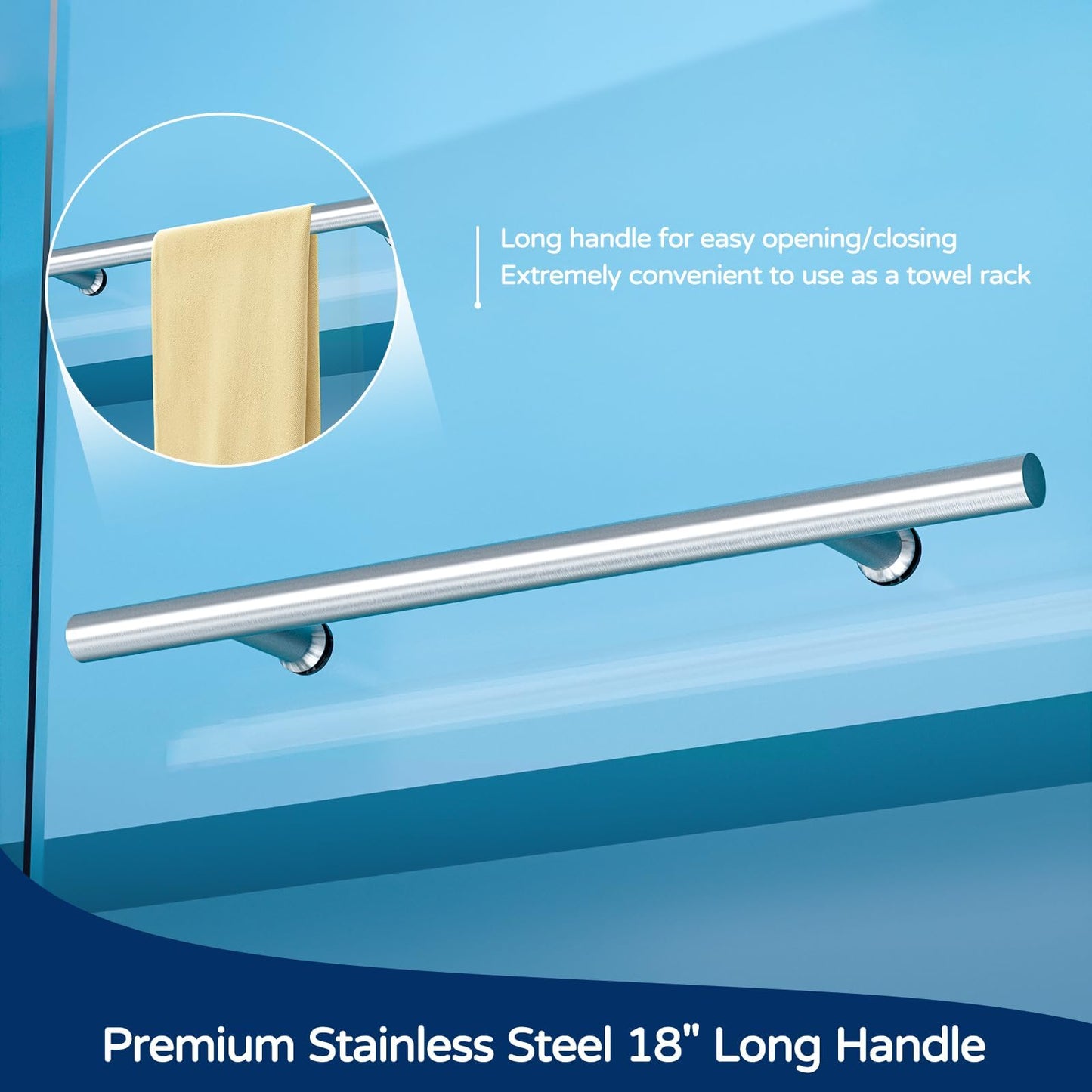 POTOUZHI Shower Door 60" W x 74" H Frameless Sliding Shower Door, Shower Glass Door with 1/4 Inch Clear Tempered Glass, Explosion-Proof Film, Stainless Steel Hardware, Brushed Nickel