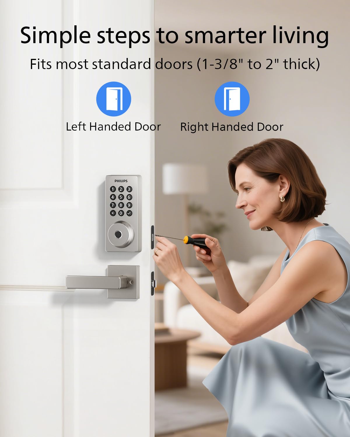 Philips Wi-Fi Door Lock, WiFi Smart Lock Keyless Entry Deadbolt for Front Door, Remote Control, Built-in WiFi, APP Fingerprint Passcode Unlock, Auto Locking