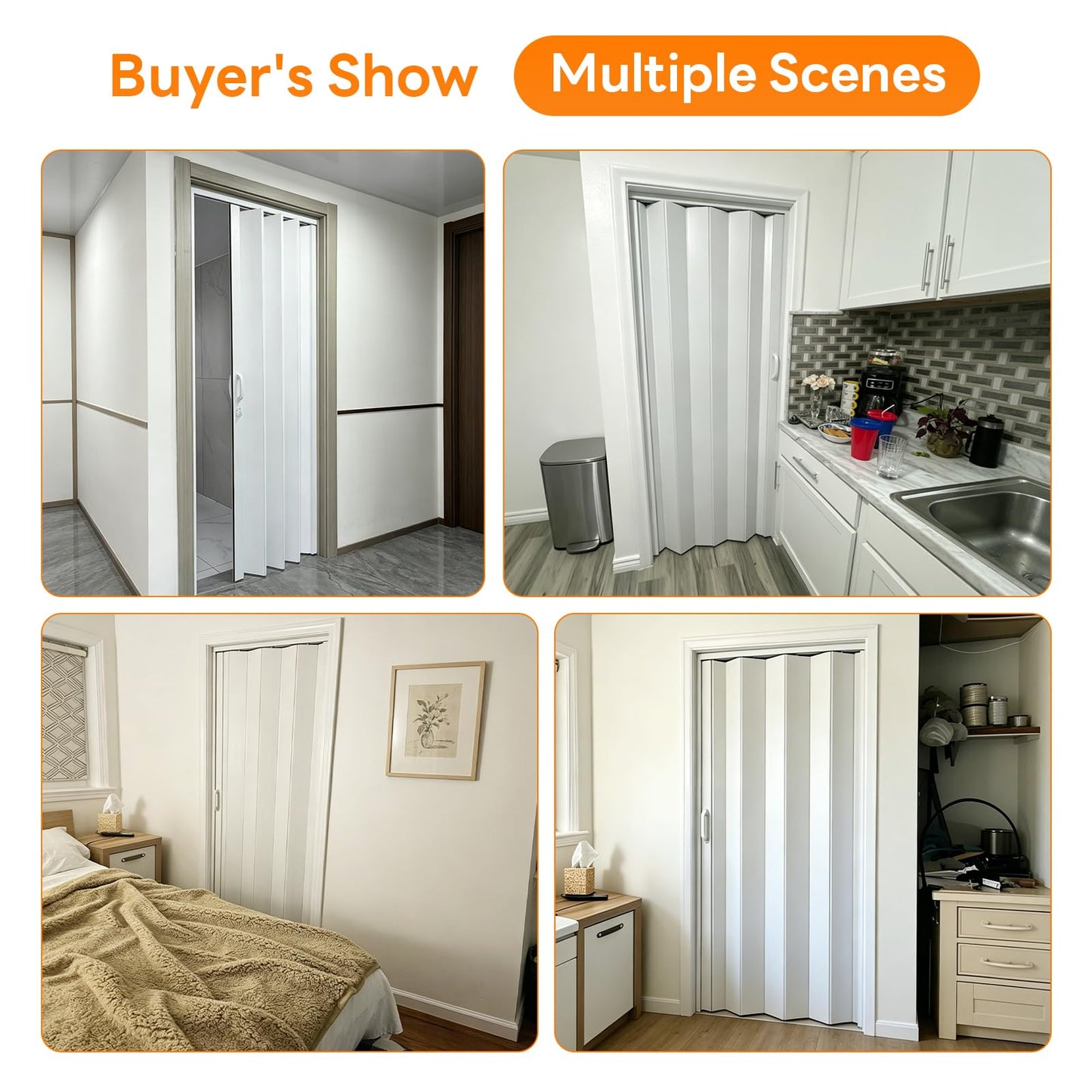 CCBOYSHARDWARE 60x80in PVC Accordion Door, Folding Interior Door with Lock and Handle, Space-Saving Double-Layer Bifold Door for Closet, Pantry & Room Divider, Easy to Clean, Trimmable