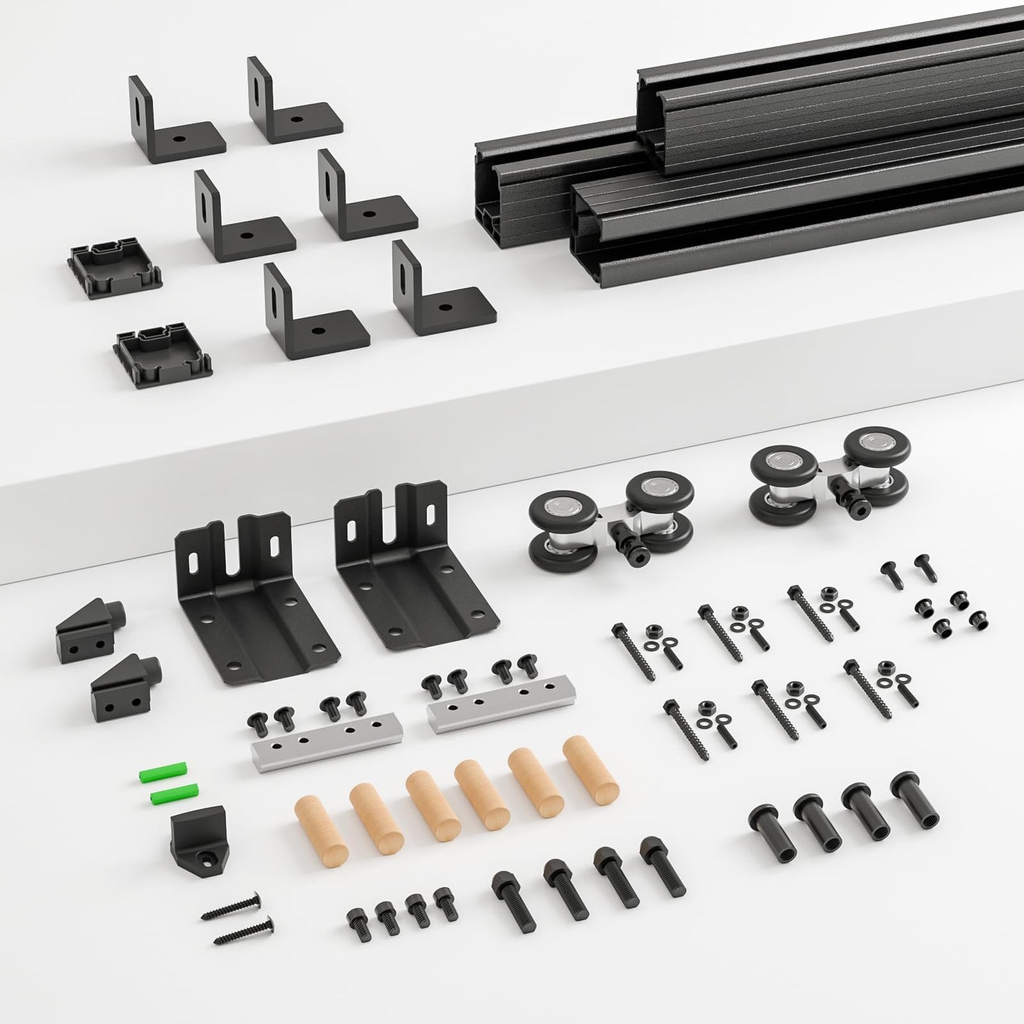 BONIKLUBA 8FT Box Rail Sliding Barn Door Hardware,Wall Mount Track Kit,Heavy Duty,Easy to Install(No Door)