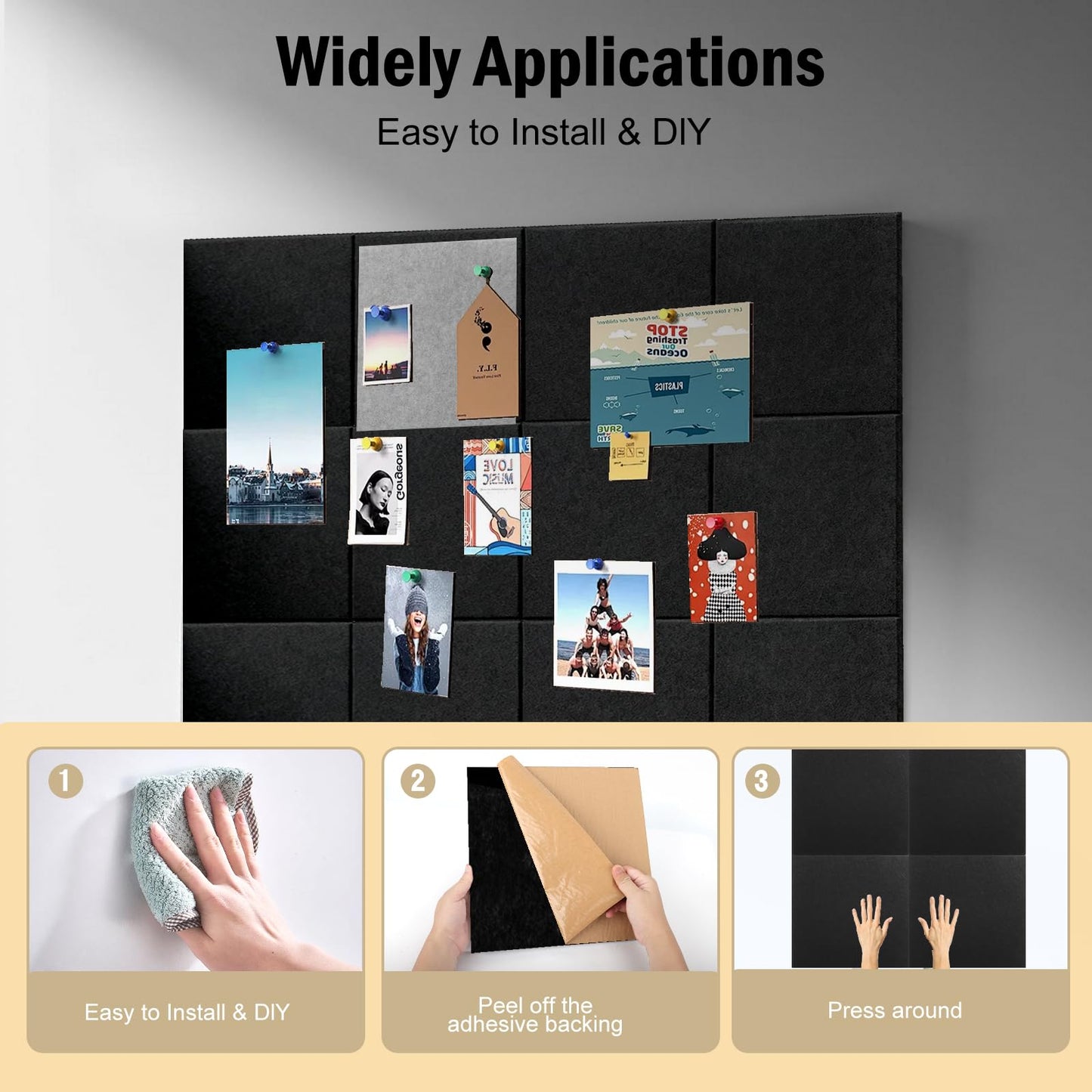 12Pack Acoustic Wall Panels Panels High Density Sound Dampening Panels 0.4" x 12" x 12" Square Acoustic Panels for Home Office Recoding Studio with self Adhesive Acoustic Panels.