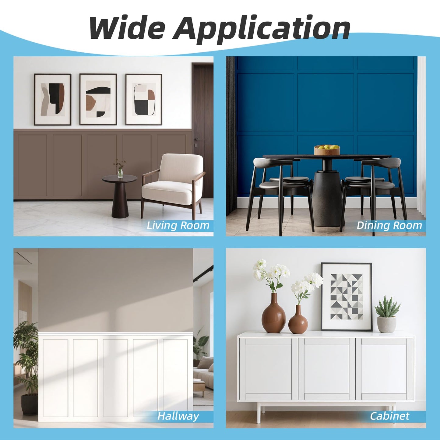 Art3d Premade Board and Batten Paintable Wainscoting Kit, MDF Accent Wall Panel for Kitchen Bedroom Living Room Home Decor Covers 189 x 54 in. Molding Trim Slat with Edge Strip