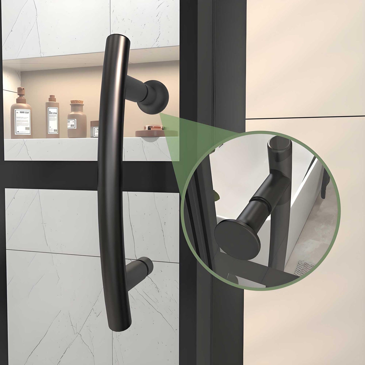 Rodkedc 44-48" W x 71" H Pivot Glass Shower Door,Grid Pattern,1/4"(6mm) Thick SGCC Tempered Shower Glass Door,Matte Black Shower Door,Reversible Installation
