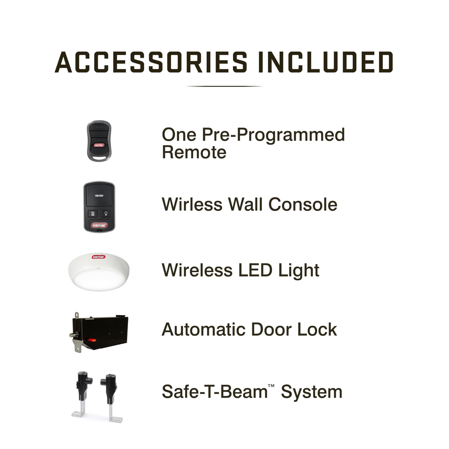 Genie 6072H-O Residential Wall Mounted Garage Door Opener, Black