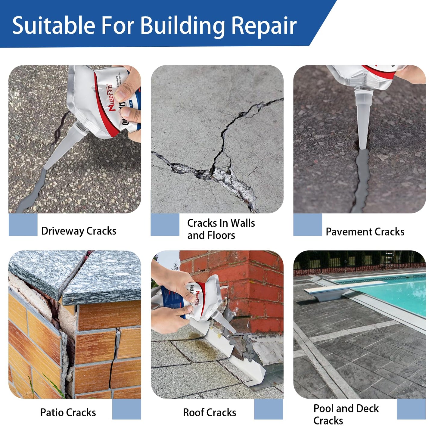 Slab Concrete Crack Waterproof Repair Sealant, Concrete Crack Filler, Quick-Drying Sealing Adhesive,Weather-Resistant Caulking Glue (4 pcs)