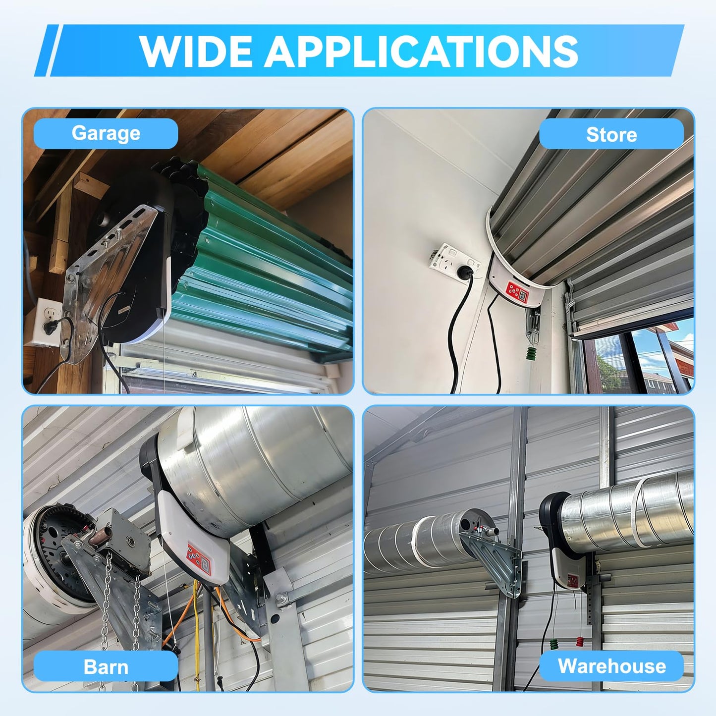 Automatic Roller Door Opener Side Mount Garage Door Opener 110V Garage Door Motor with Two Remotes - 800N Quiet Roll Up Doors for Garage, Quiet Roll Up Doors