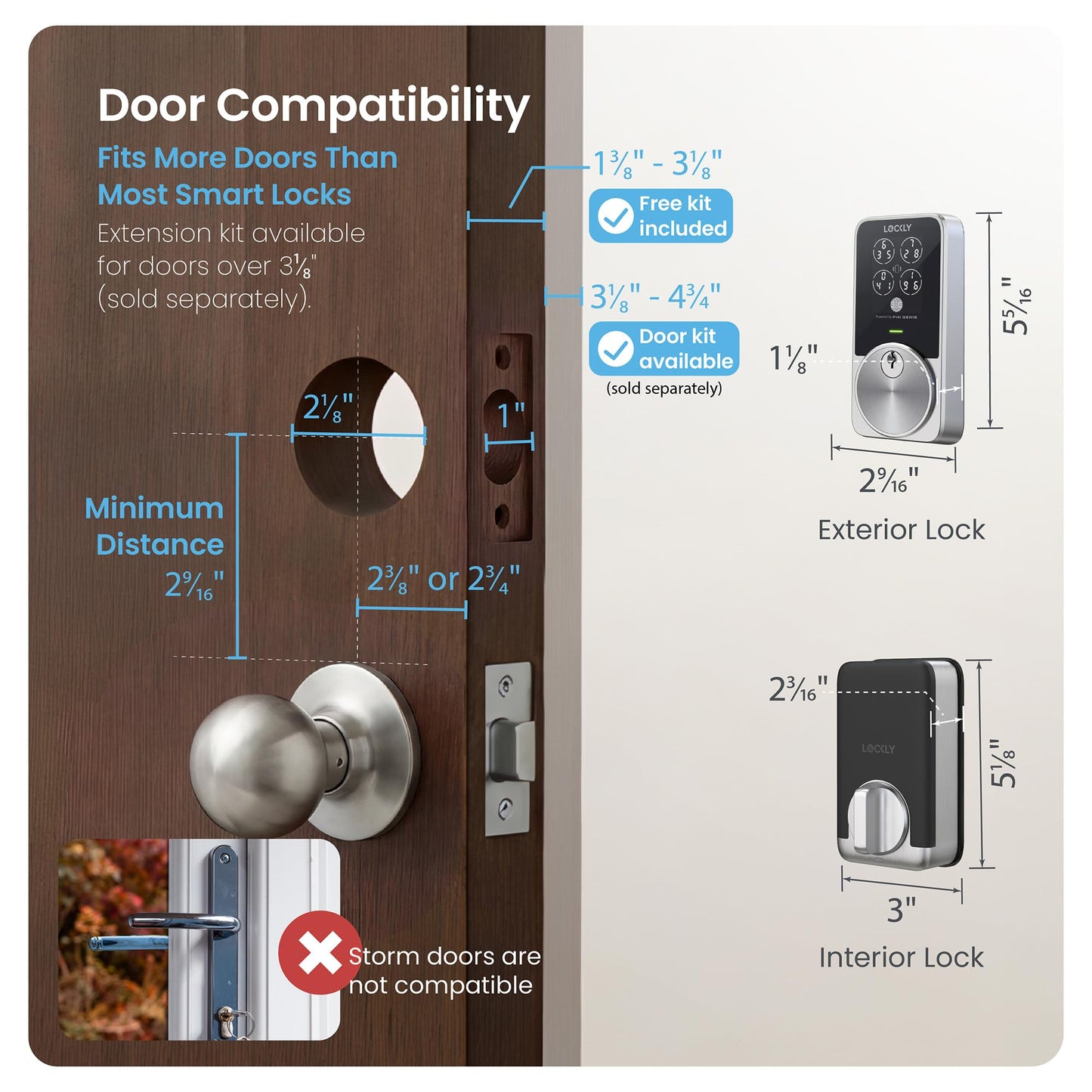 Lockly PIN Genie Pro Zeno Series Smart Lock, Keyless Entry Door Lock with Apple Home Key, Built-in Wi-Fi Keypad Deadbolt Locks for Front Door, App Remote Control, IP65 Weatherproof, Easy Installation
