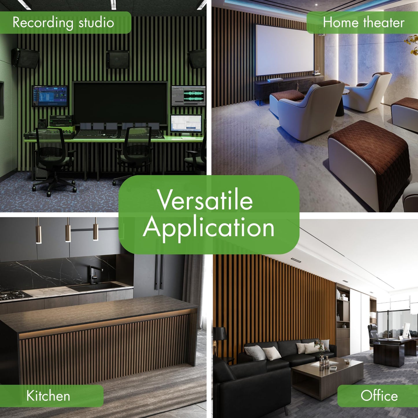 Art3d 4-Pack 12" x 93" Soundproof Wood Slat Panels, 31 sq.ft Acoustic Wall Panels, 3D Wall Panels with Wood Slat Design, Decorative Wood Wall Panel for Accent Walls-Deep Walnut