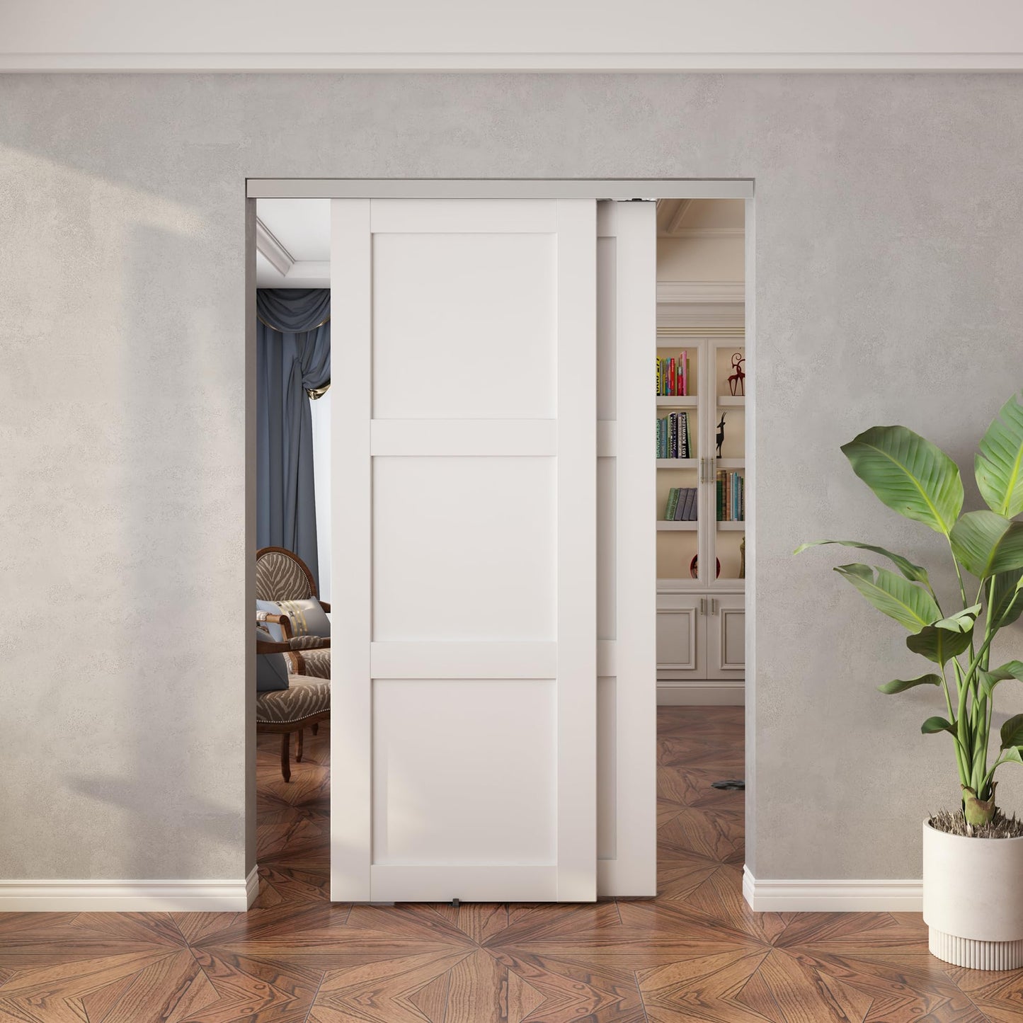 Sdstone Heavy Duty Bypass Door Hardware 60"/5FT,Aluminum Sliding Closet Door Track Hardware for Cabinet Closet, Pocket Door Track Rail Set, Smoothly and Quietly
