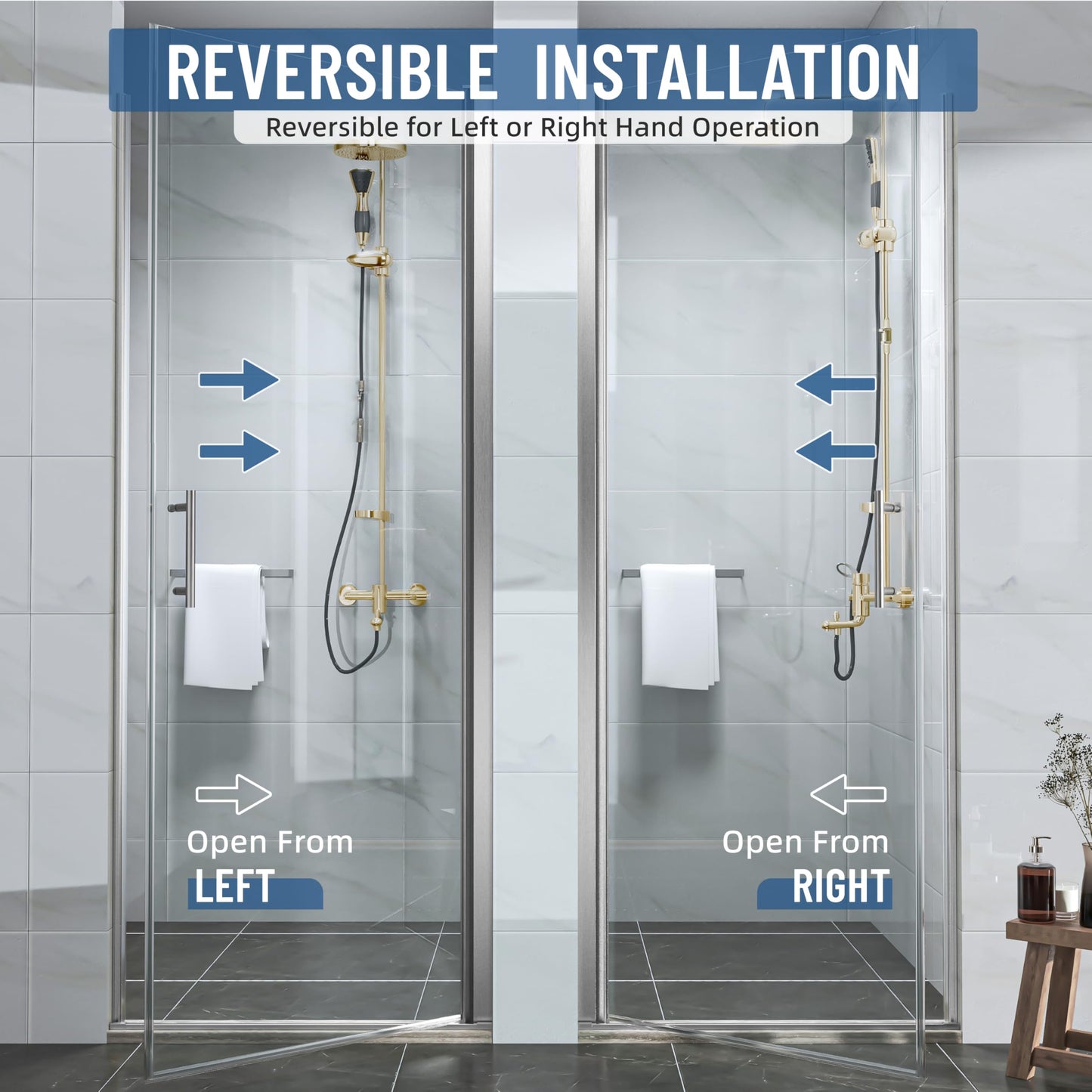 Hasipu 27.3-28" W X 72" H Pivot Shower Door - 1/4" Tempered Glass Shower Door, Brushed Nickel, Reversible Installation for Bathroom