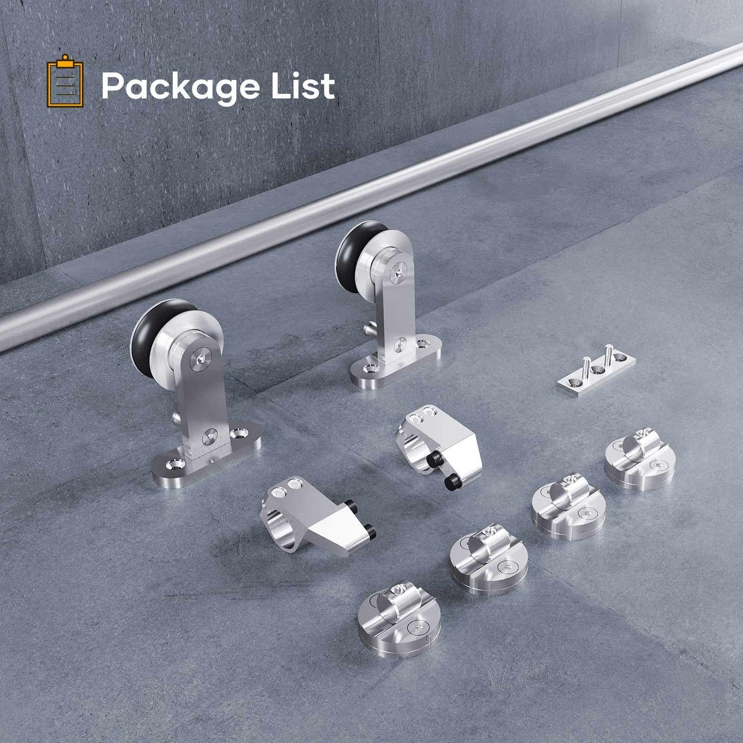 EaseLife 6 FT Top Mount Stainless Steel Sliding Barn Door Hardware Track Kit,Modern,Heavy Duty,Anti-Rust,Slide Smoothly Quietly,Easy Install (6FT Track Kit for 30"~36" Wide Single Door)