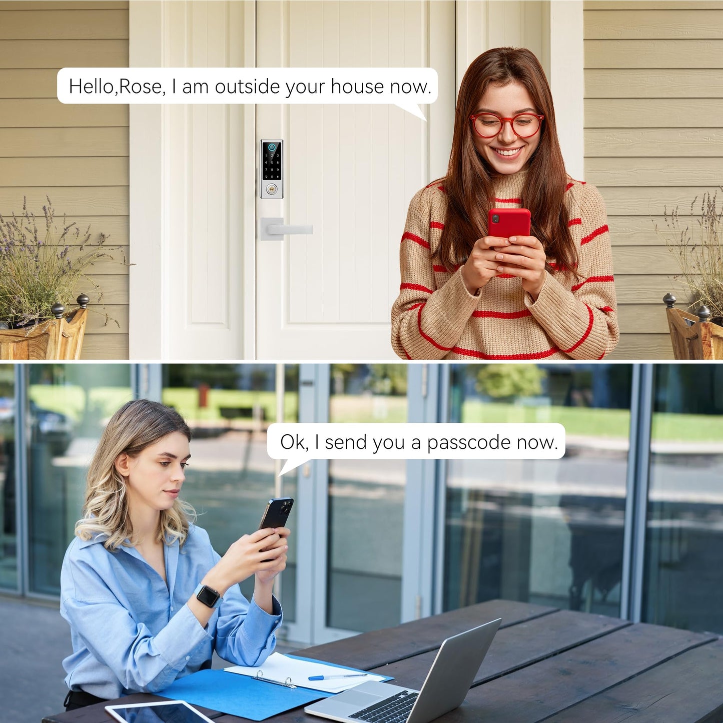 BEBASIA Smart Fingerprint Door Lock with Handle Set, Full App Control, Electronic Digital Touchscreen Keypad, Deadbolt Smart Locks for Front Door, Auto Lock, Satin Nickel