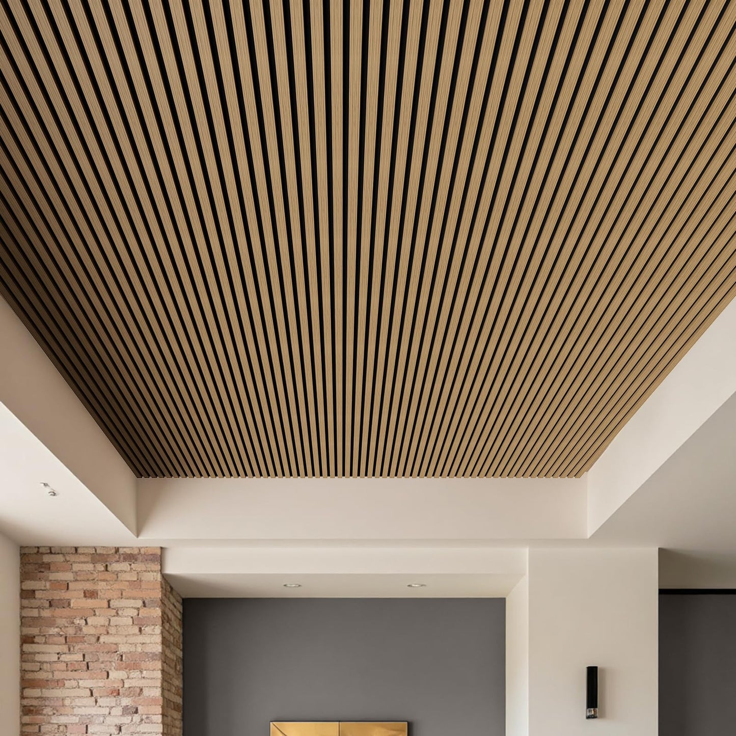 INMOZATA Wood Slat Wall Panels, 4 Pack 94.5" x 7.9" 3D Fluted Soundproof Fire Resistant Acoustic Wooden Panel for Interior Wall Decor, Living Room, Bedroom, Ceiling (Oak)