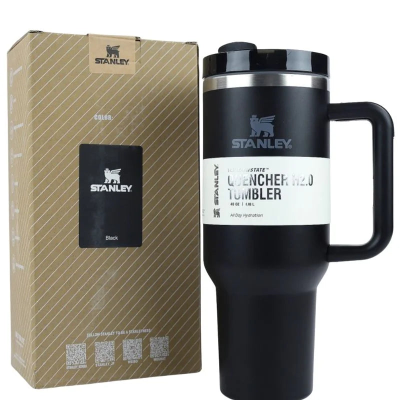 Black Stanley Quencher 40oz Stainless Steel Vacuum Insulated Tumbler with Handle & Straw