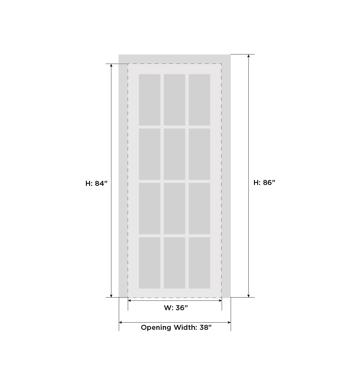 Sartodoors Quadro 4002 | 36 x 84 | Black Matte Interior Single Swing Door with Frosted Glass | Solid MDF Door in Modern French Style | Hardware Included