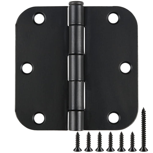 Rounded Door Hinges 3-1/2" x 3.5 Inch, 5/8 Radius, Matte Black 3 ½" 36 Pack No Squeak,Interior Hinge for Doors Office Bed Room,Outdoor Window,Constructition Iron Hardware for House Home Flat