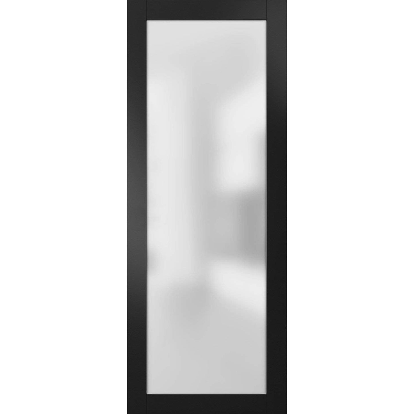 SARTODOORS Slab Barn Door Panel Frosted Glass Lite | Planum 2102 Matte Black | Sturdy Finished Modern Doors | Pocket Closet Sliding -30" x 80"