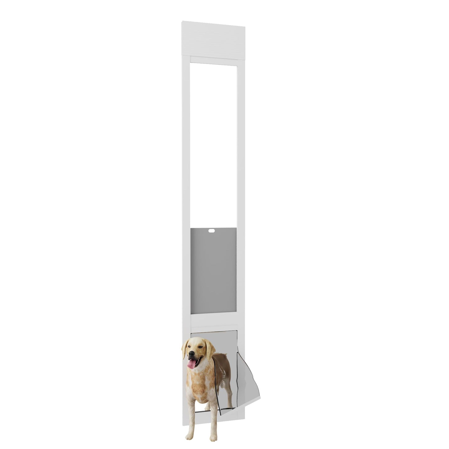Dog Door for Sliding Glass Doors, Adjustable Height 91"-95 9/16" Aluminum Frame Tempered Sliding Door Dog Doors Insert with Lock,XL Brown10 x 15" Flap Size for Large Dogs