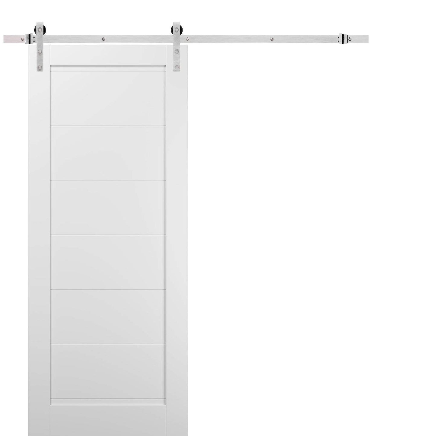 SARTODOORS Quadro 4115 | Interior Single Sliding barn Door, no Glass, MDF, 32x96, White, Modern Style | Hardware Included