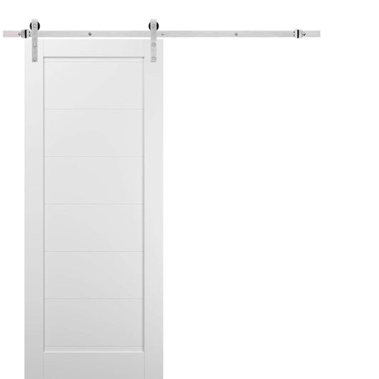 SARTODOORS Quadro 4115 | Interior Single Sliding barn Door, no Glass, MDF, 32x96, White, Modern Style | Hardware Included