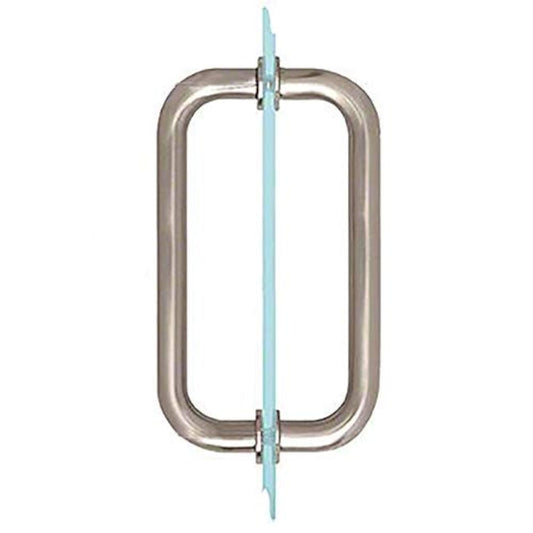 Dynasty Hardware 8" Back to Back Tubular Shower Door Pull for Frameless Shower Doors, Satin Nickel, with Trim Washers