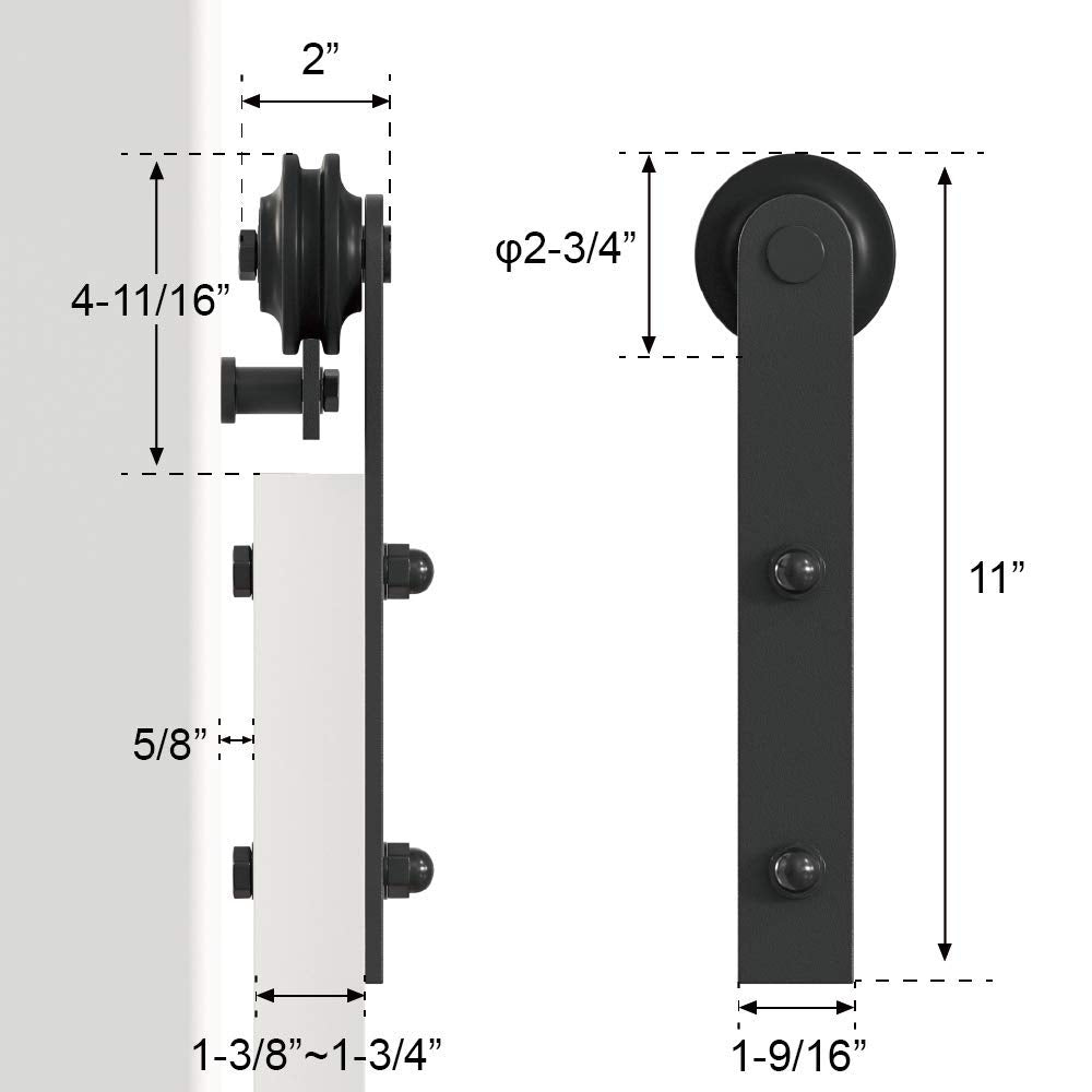 WINSOON 12FT Barn Door Hardware Kit: Single Sliding Door Hardware - Heavy Duty Black Barn Door Track Kit - Carbon Steel Sliding Barn Door Rail - J-Shape Easy to Install for 77" Closet Panel(No Door)
