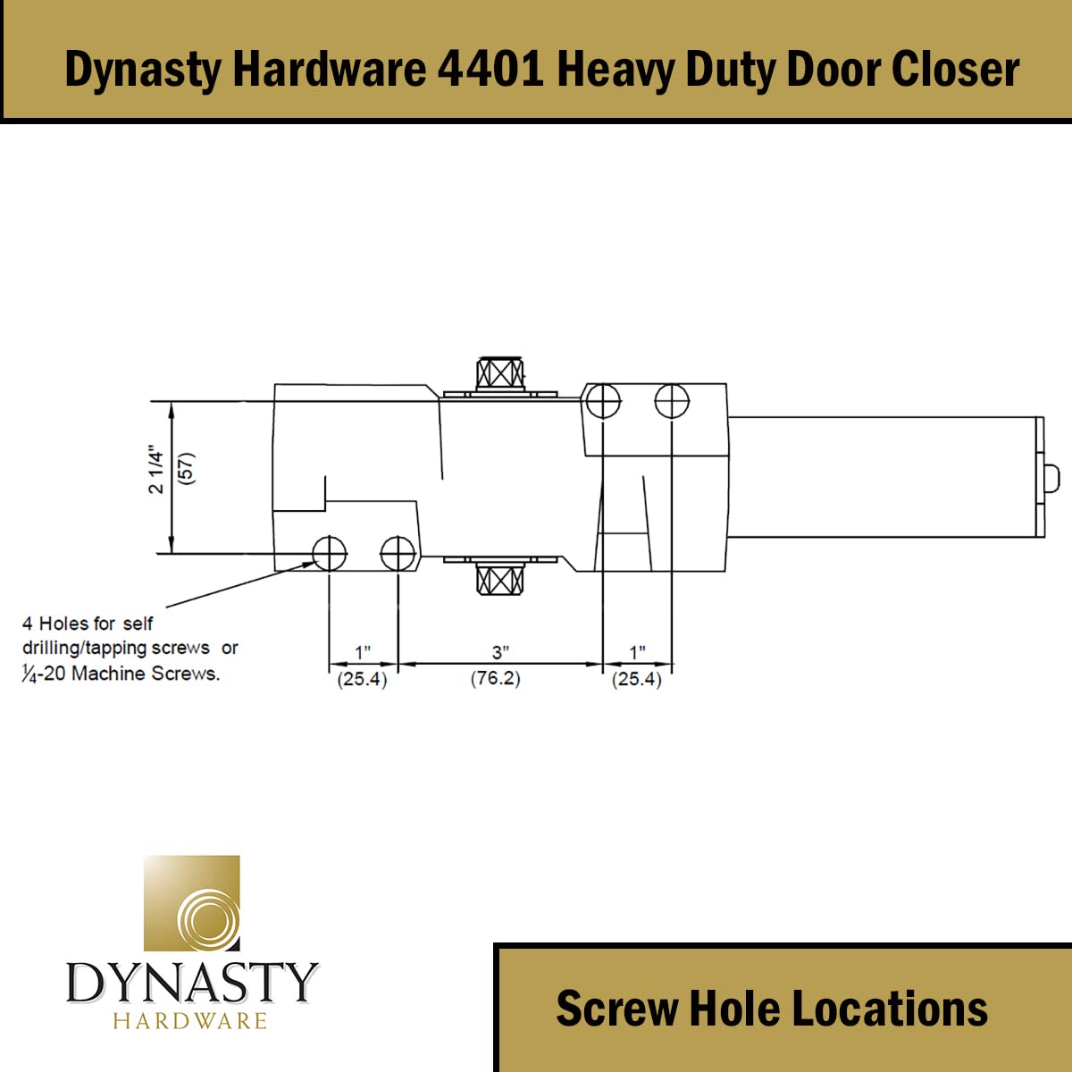 Dynasty Hardware Door Closer, Grade 1 Heavy Duty Commercial Hydraulic Closer & Hold Open Arm, Self-Closing, Adjustable Spring Size 1-6, ADA Compliant, Surface Mount, Sprayed Aluminum, Series 4401