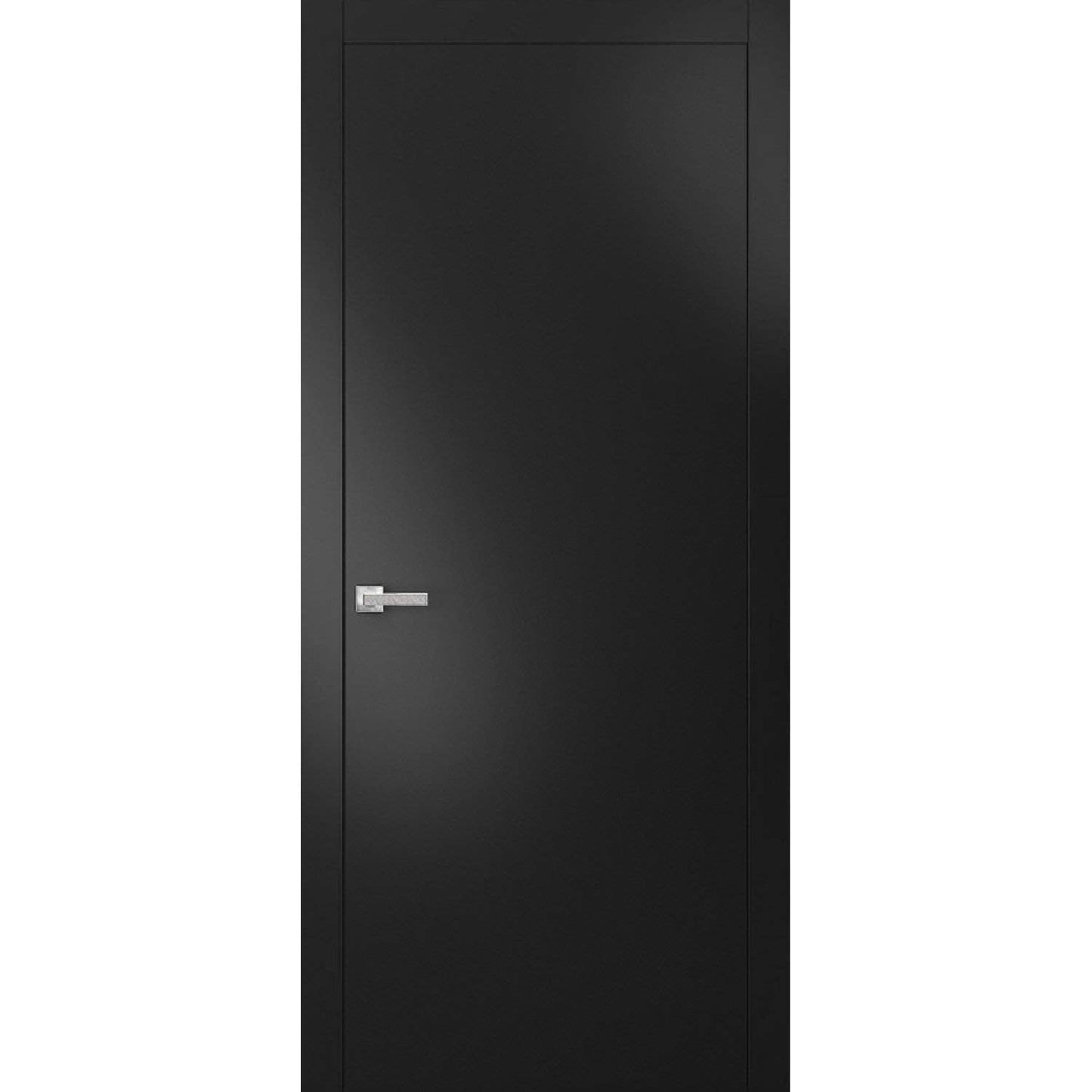 SARTODOORS - Modern Solid Interior Door 24 x 96 inches with Handle | Planum 0010 Black Matte | Single Regular Panel Frame Trims | Bathroom Bedroom Sturdy Doors