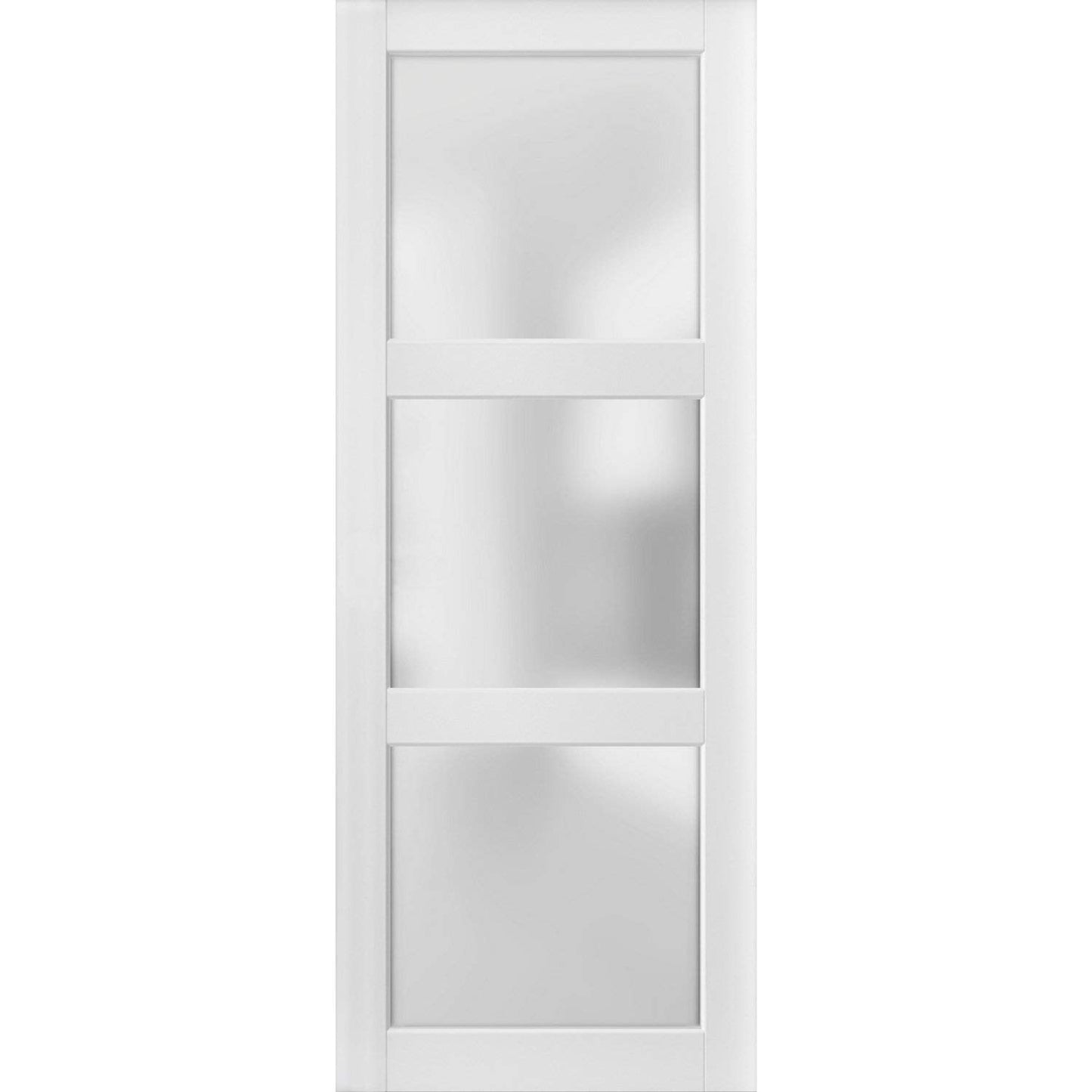 SARTODOORS Lite Slab Barn Door Panel | Lucia 2552 White Silk with Opaque Glass | Sturdy Finished Wooden Modern Doors | Pocket Closet Sliding -18" x 84"-Frosted Glass