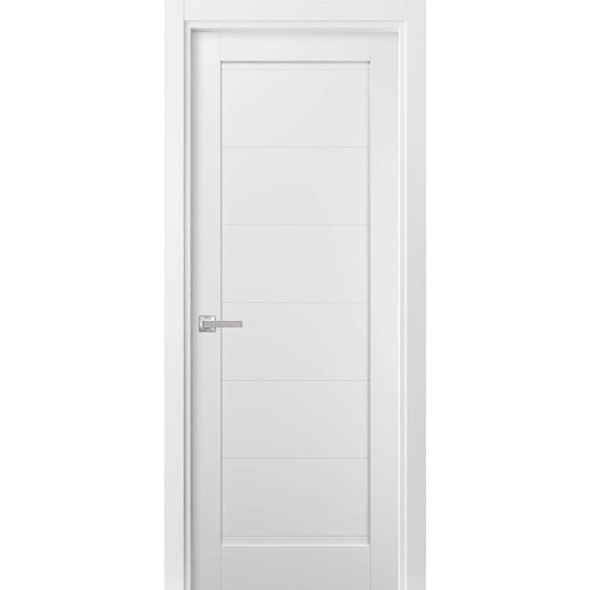 SARTODOORS Pantry Kitchen Door 42 x 84 with Hardware | Quadro 4115 White Silk | Single Panel Frame Trims | Bathroom Bedroom Sturdy Doors