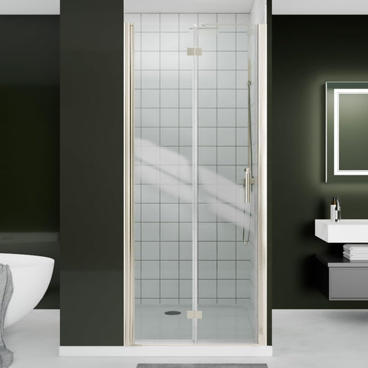 ComfyStyle Frameless Bifold Glass Shower Door 32-34" W x 72" H, 1/4" Clear SGCC Tempered Glass, Folding Pivot Swing Design, Space Saving Shower Glass Door for Small Bathrooms