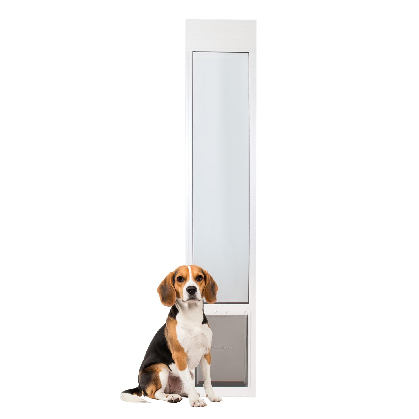 PetSafe 1-Piece Sliding Glass Pet Door for Dogs & Cats - Adjustable Height 91 7/16" to 96" - Medium, White, No-Cut DIY Install, Aluminum Patio Panel Insert, Great for Renters or Seasonal Installation