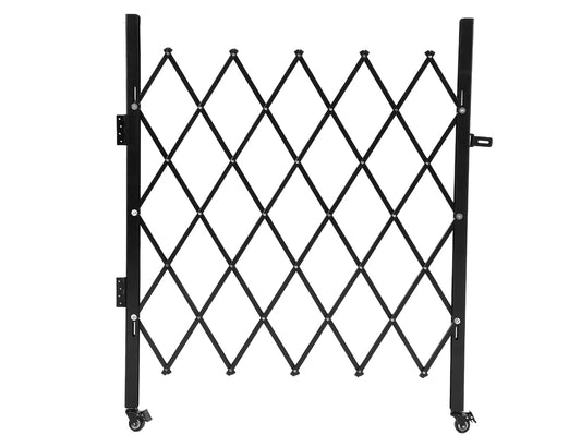 GarveeTech Single Folding Security Gate, 52" H x 42" W Lockable Scissor Gate with 360° Swivel Casters, Heavy-Duty Steel Outdoor Barricade Retractable Gates for Courtyards, Garages, Gardens, Pool