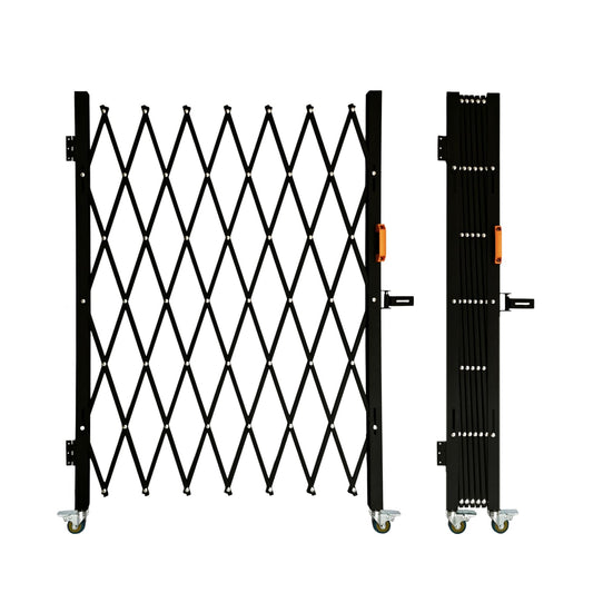 LTSEAME Folding Security Gate with Lockable Scissor Design and 360° Swivel Casters Outdoor Barricade for Entry Security, Garage, Warehouse, and Pool Areas (75“Wx75 H)