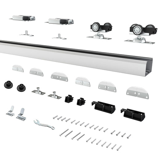SongYung 60" Bifold Door Hardware Kit for 4 Doors,Aluminum Sliding Barn Door Hardware Top Mounted for Bathroom, Bedroom, Storeroom, Living Room