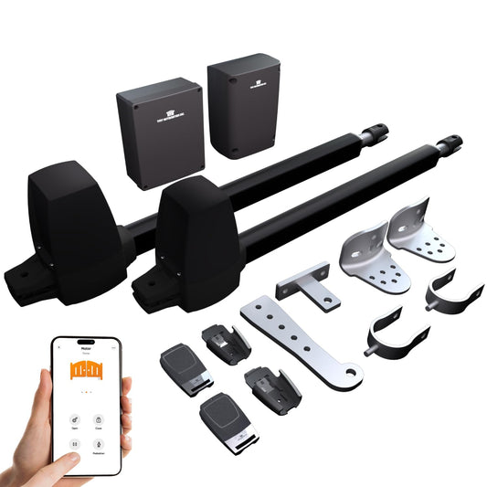 TMT Beagle Dual Automatic Gate Openers Up to 16ft and 800lb Heavy Duty Swing Gate, Gate Opener with Remote Control Kit, Electric Gate Opener for Driveway with Powerful Motor (APP Compatible)