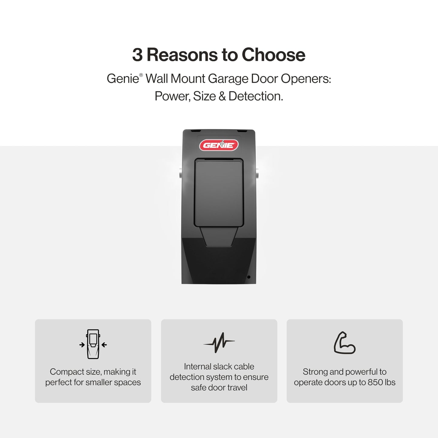 Genie 6072H-O Residential Wall Mounted Garage Door Opener, Black