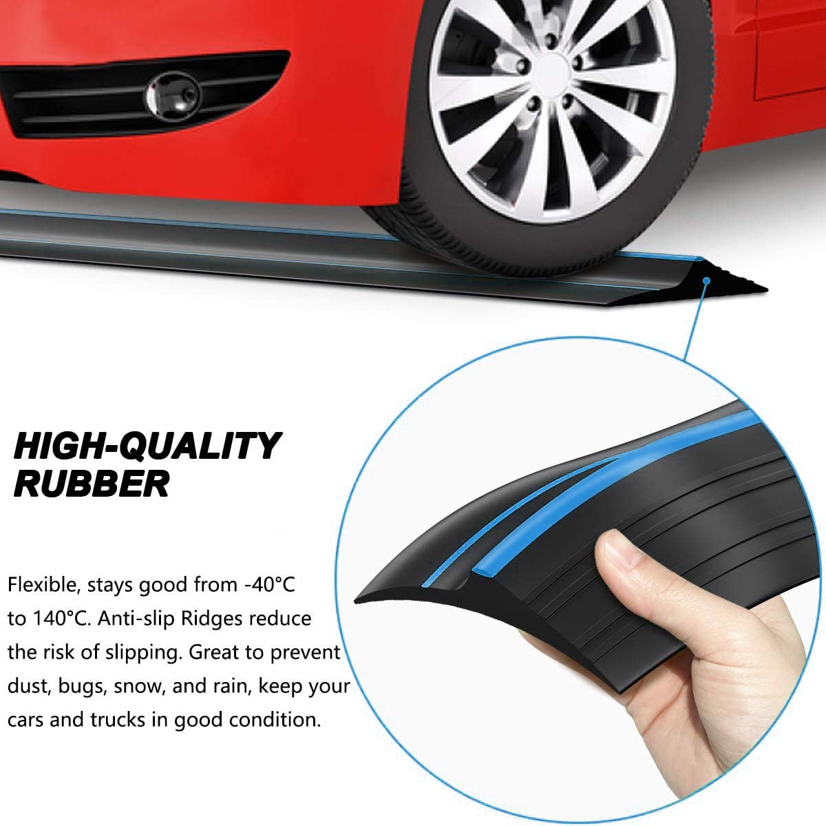 Jin&Bao Universal Garage Door Threshold Seal Strip 20FT Kit, Bottom Waterproof Rubber Weather Stripping Replacement（Blue, 2 Adhesive）