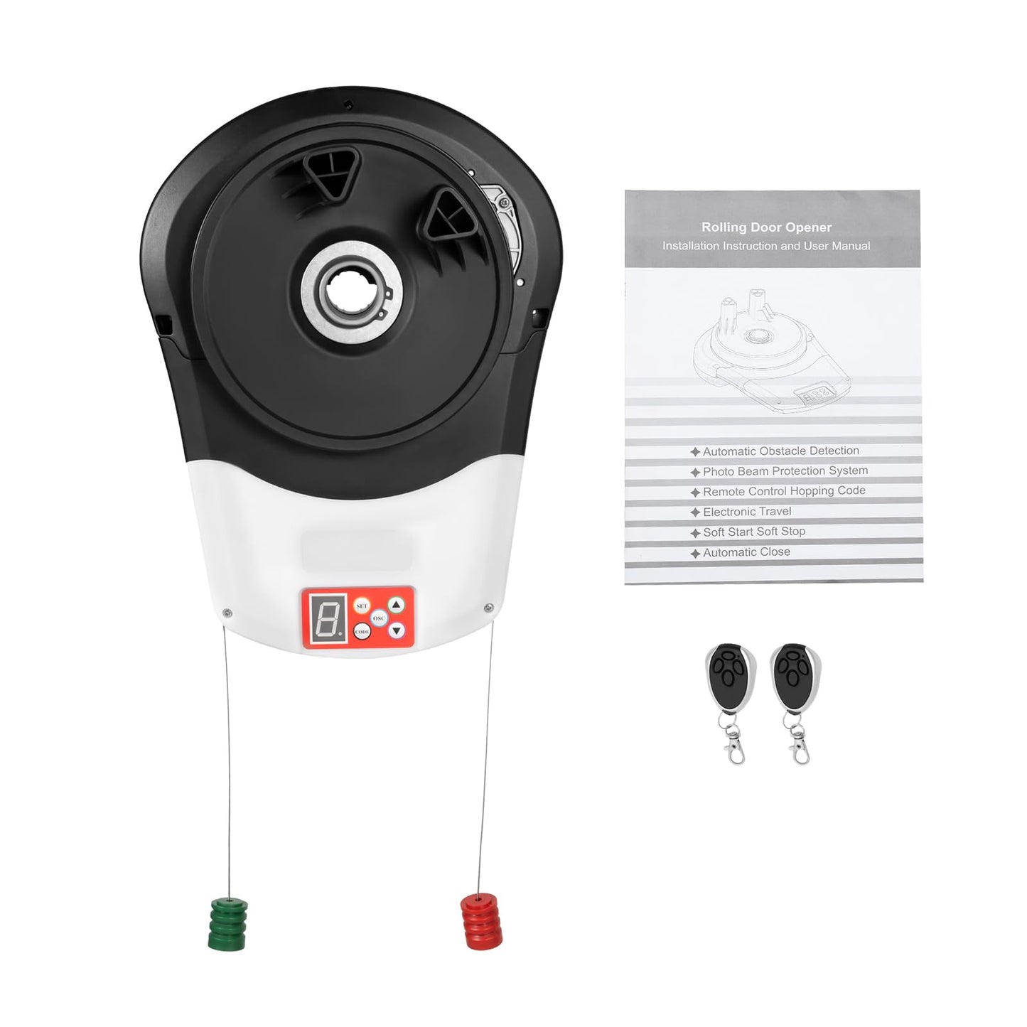 Roll Up Garage Door Opener with Remote, 110V Side Mount Electric Motor, 800N Automatic Rolling Door Opener for Garage, Warehouse, Barn, Shop - Easy Installation & Quiet Operation