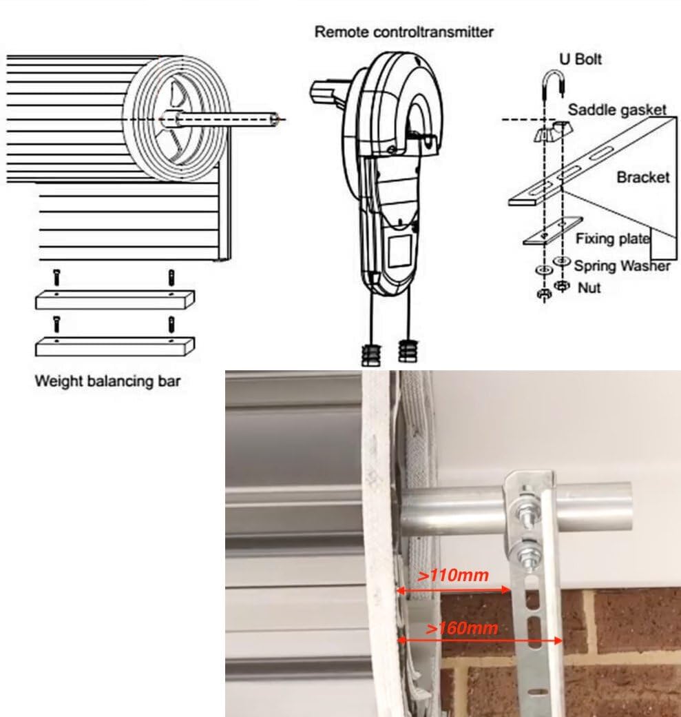 Bulipu Automatic Roll Up Door Opener,Commerial Garage Roller Door Opener with 4 Remote Powerful 1000N Motor 22m² Rolling OZ
