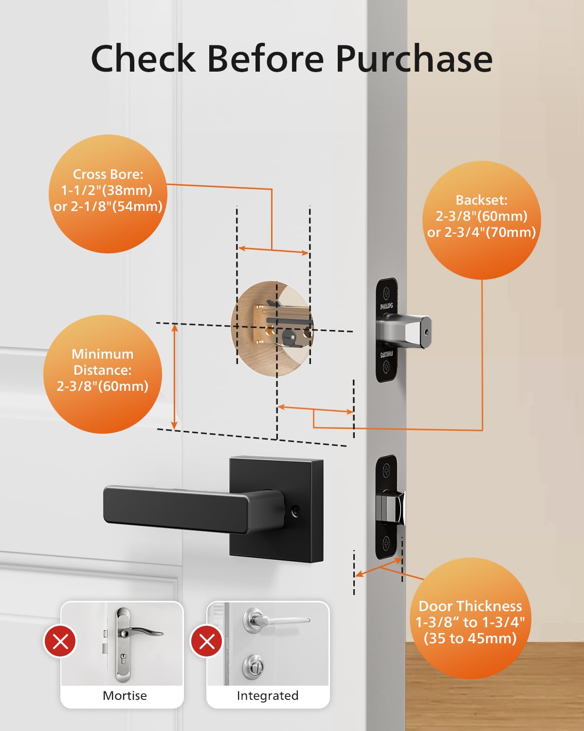 Philips Smart Lock with Handles, Keyless Entry Door Lock Set, Keypad Door Lock with 2 Level Handles, Digital Keypad Deadbolt for Front Door, App Fingerprint PIN Code Unlocking, Auto Locking