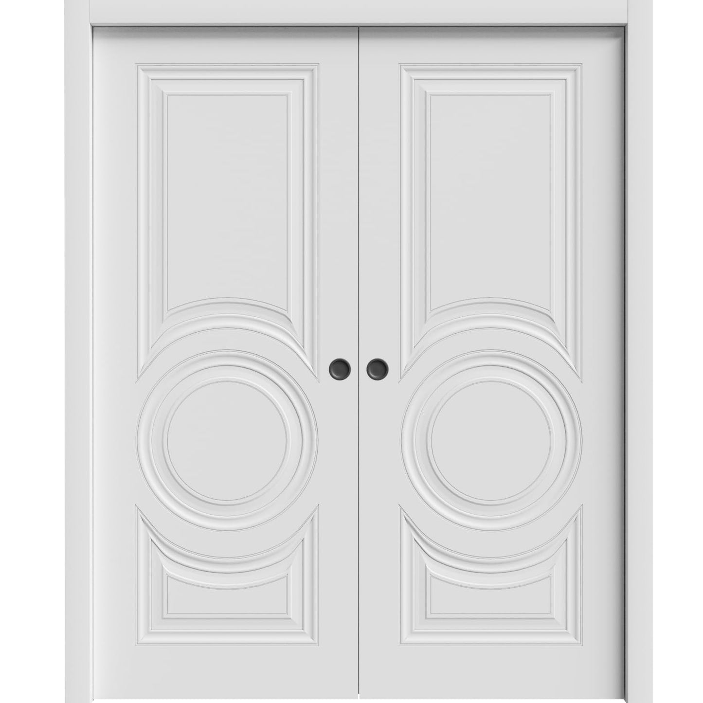 SARTODOORS Sliding Double Pocket Doors 36 x 80 inches | Base 7801 White | Kit Rail Hardware | Solid Wood Interior Bedroom Doors