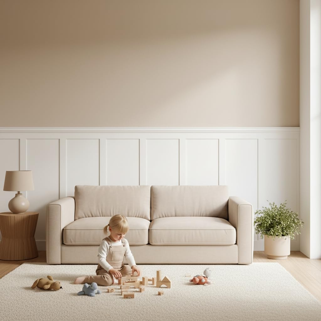 SAFERRYHOME Board and Batten Wall Panel Kit,Paintable Wainscoting Panels Easy Install for Bedroom Living Room Hallway, Covers 94" x 54" Molding Trim Slat with Edge Strip, Paintable White
