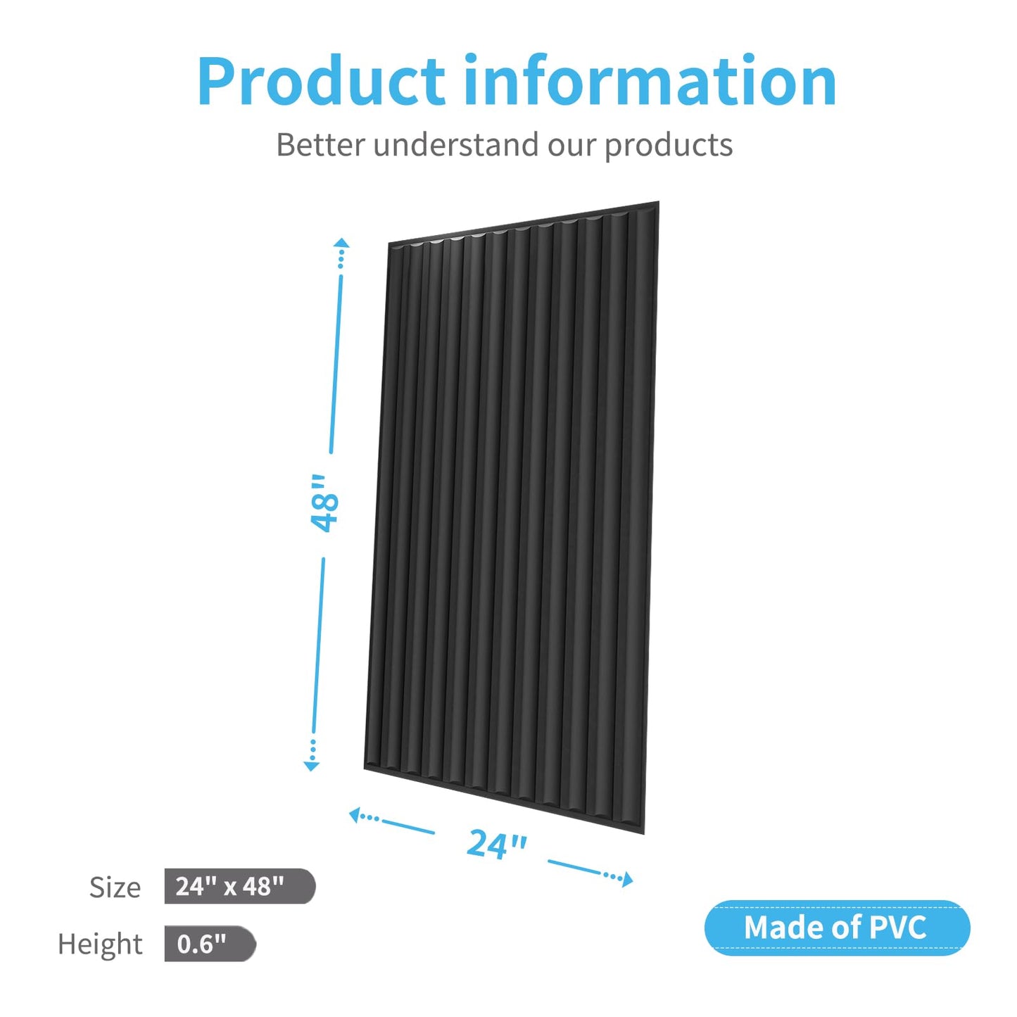 Art3d 2x4 ft Drop Ceiling Tiles in Black, 12-Sheet Semi-Cylinder Design 3D Wall Panels for Interior Wall Decor 24x48 inch